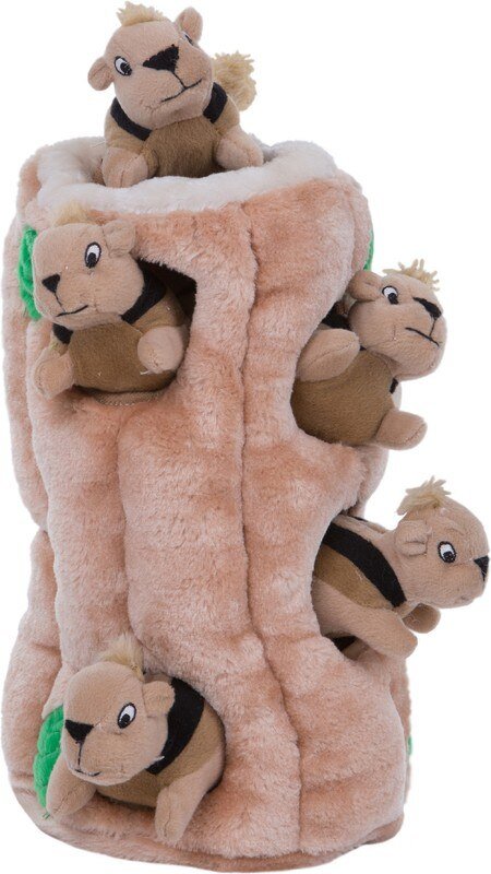 Outward Hound Hide A Squirrel plush tree trunk puzzle with squeaky squirrels