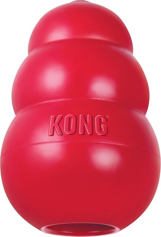 Red KONG Classic natural rubber dog toy, front product view