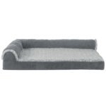 FurHaven Deluxe Chaise orthopedic dog bed in stone gray, front product view