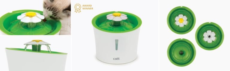 Original green Catit Flower Fountain shown from multiple exact product angles
