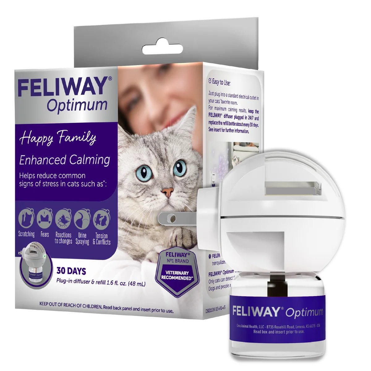 FELIWAY Optimum diffuser starter kit with box, diffuser and 48 milliliter refill