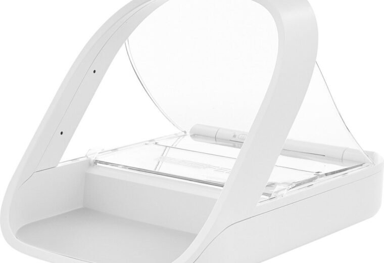 SureFeed Microchip Pet Feeder exact front angled product view with clear lid