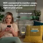 Litter-Robot 4 Wi-Fi monitoring and litter-level insights shown on a mobile phone
