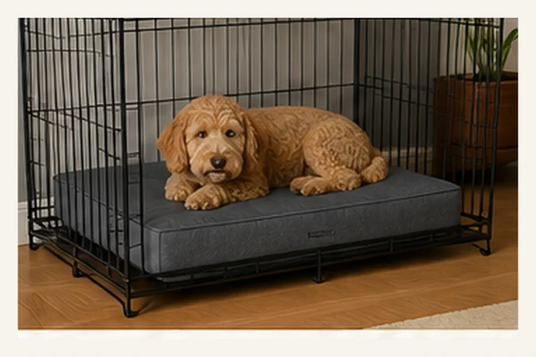 Barker Beds OrthoLift Crate Bed with a dog